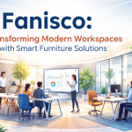 Modern office workspace with smart furniture solutions and collaborative environment representing Fanisco concept