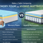 Make a Table Comparing Memory Foam vs Hybrid Mattresses