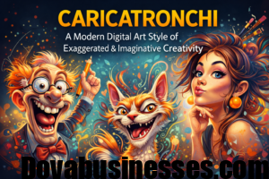 Caricatronchi digital art style showing exaggerated characters and imaginative creative illustration
