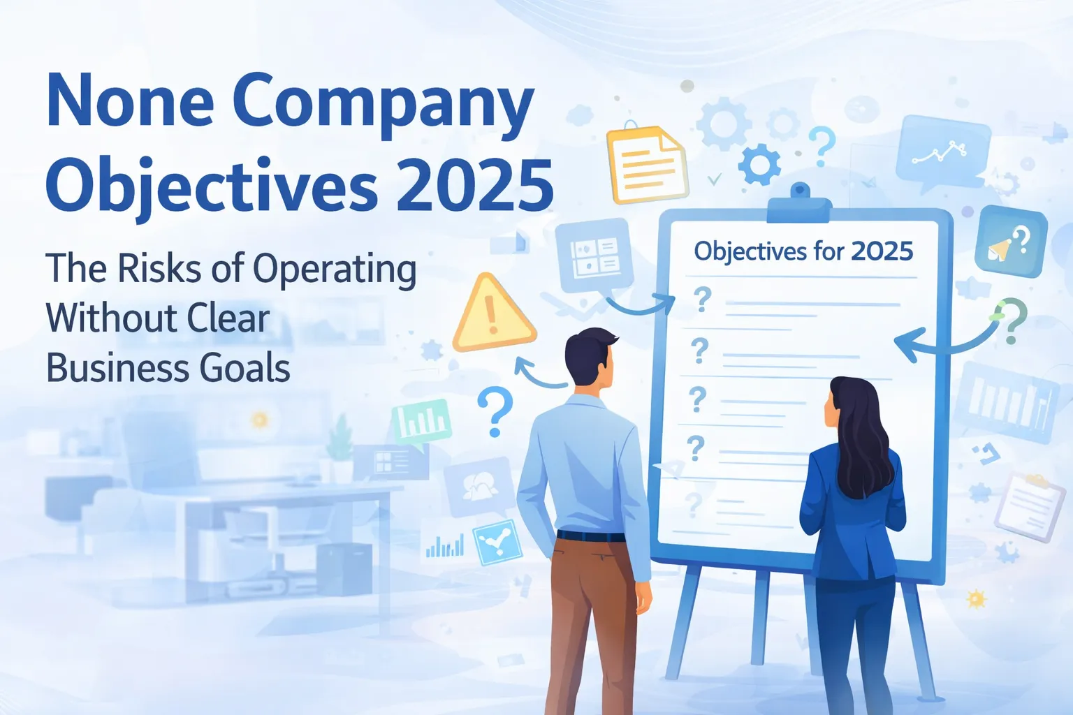 None Company Objectives 2025 concept showing business professionals planning company goals and strategy for the future