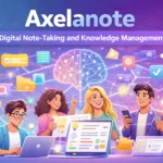 Axelanote digital note-taking concept showing organized notes, ideas, and productivity tools on a laptop workspace